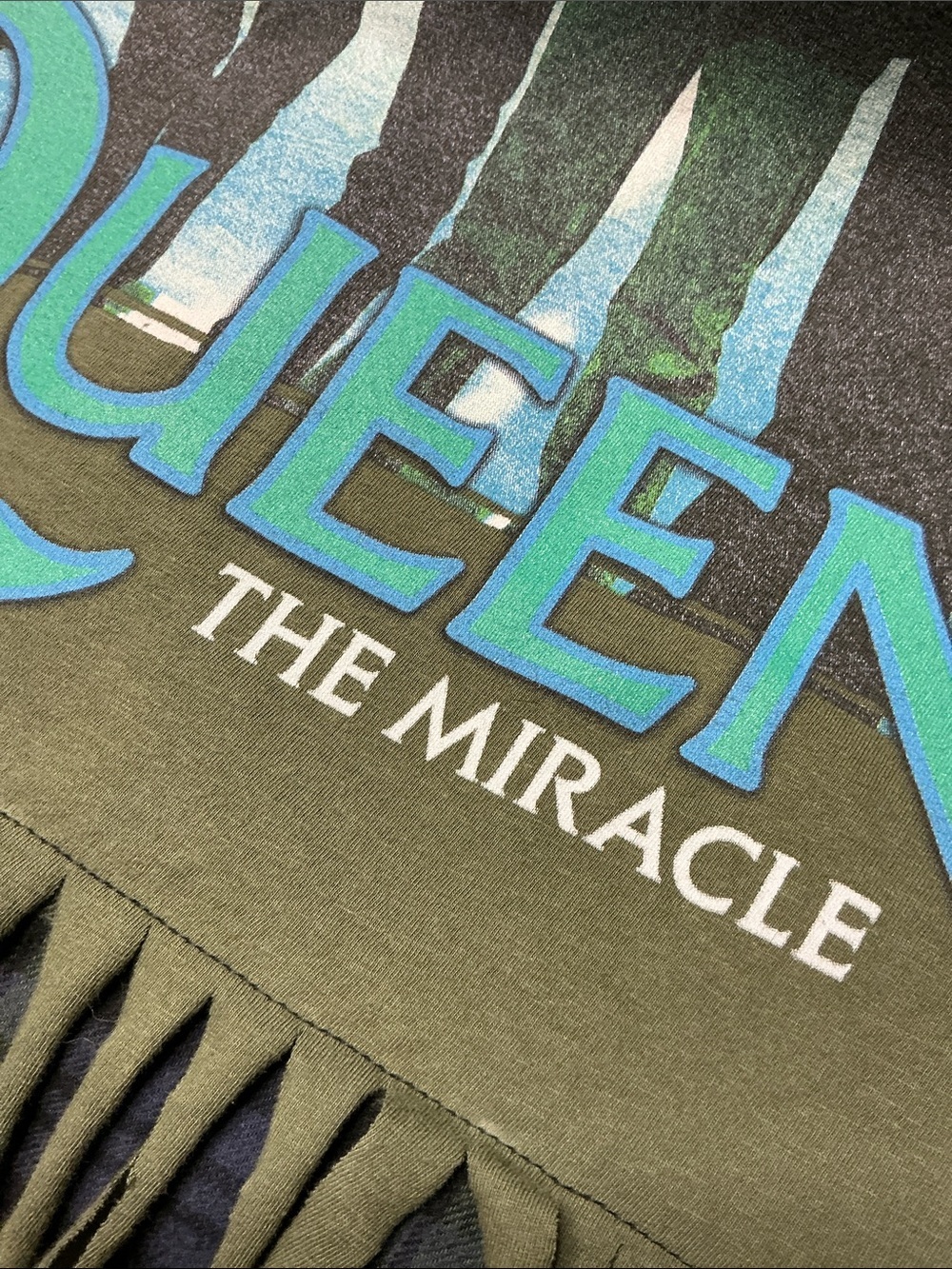 Queen Upcycled Band T Shirt Flannel Freddie Mercury Fringe Grunge - Picture 3 of 10